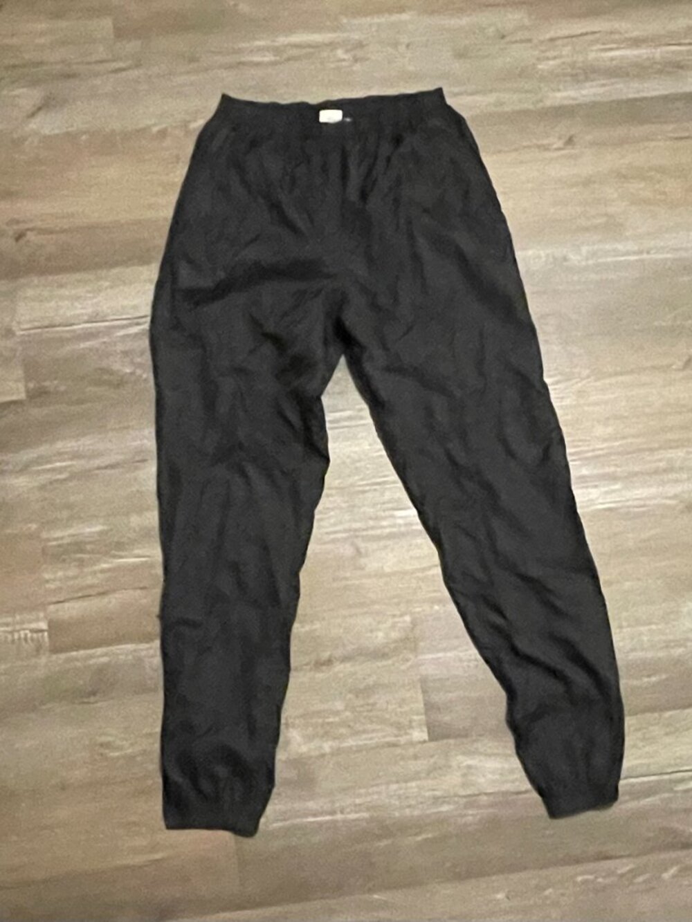 Vintage Y2K Nike Sportswear Track Pants Black Baggy Zip Ankle Large 31"